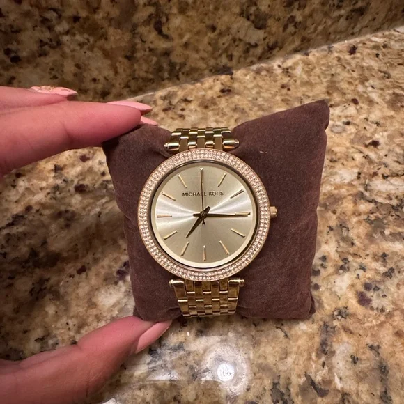 Michael Kors Gold Watch with Crystal Accents Golden glow that never goes unnoticed ✨? Elevate her  main image 2